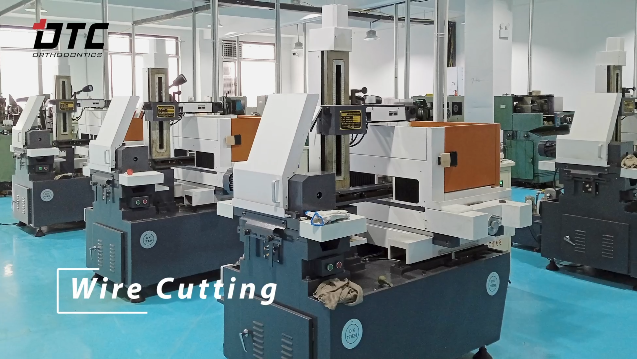 Wire cutting process step in dental plier manufacturing